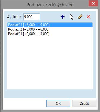Podlaží Před posouzením návrhu musí být jednotlivá podlaží přiřazena k virtuálním pásům, které reprezentují dané zdivo. Podlaží musí mít průsečík s osou zvoleného virtuálního pásu.