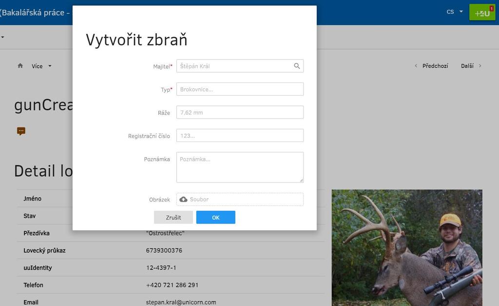 zpracování Obrázek 21: Mock up - Vytvoření