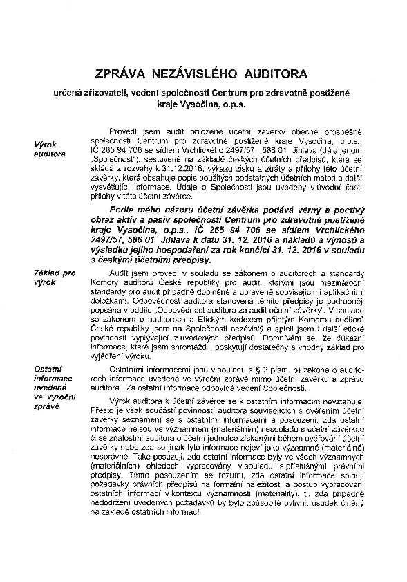 Zpráva o auditu Organizace prošla řádným