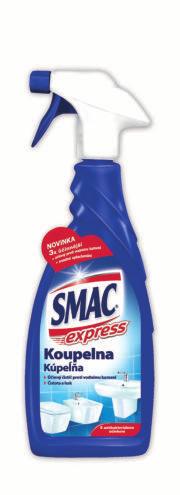 SMAC Koupelnu lze použít na všechny běžné povrchy v koupelně. SMAC express Na vodní kámen 650 ml.
