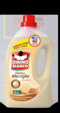 vláken. Tekuté prací prostředky OMINO BIANCO jsou vhodné pro praní v ruce i v pračce, šetrně perou bílé, barevné, běžné i jemné prádlo.