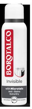 KOSMETIKA DEODORANTY BOROTALCO INVISIBLE - INVISIBLE FRESH Borotalco Invisible deodoranty ve spreji 150 ml, kuličkový 50 ml, tuhý 40 ml.