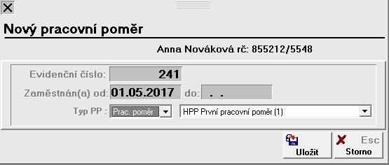 Pracovní zařazení Zde se definují všechny parametry určující a charakterizující pracovní poměr zaměstnance.