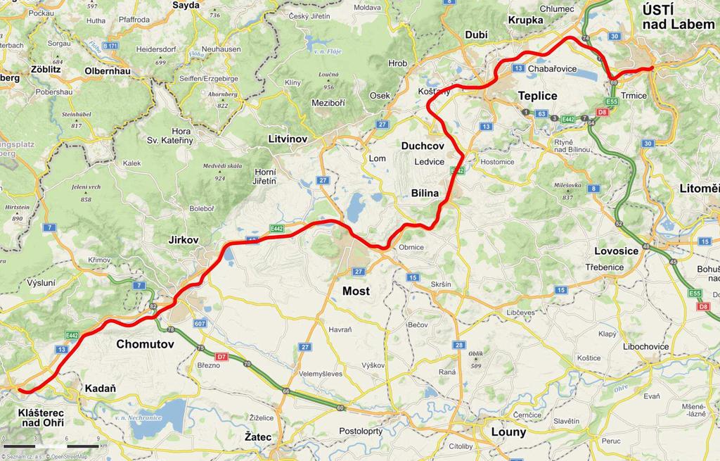 7 Obrázek 8: Mapa 2/4 červeně vyznačena trať