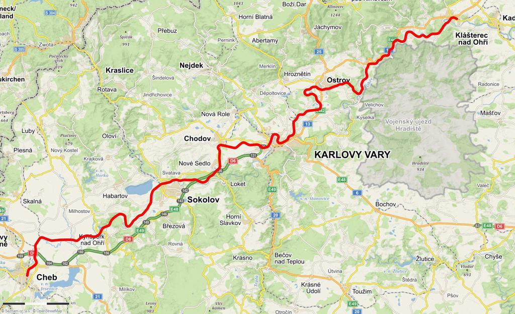 7 Obrázek : Mapa /4 červeně vyznačena trať