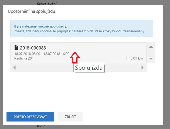 Vyhledat spolujízdu do) a časové překrytí termínů zápůjček.