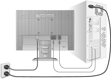 Rychlá instalace 1. Připojení napájecího kabelu a adaptéru AC/DC 2. Připojení videokabelu Zkontrolujte, zda jsou monitor LCD a počítač VYPNUTÉ. V případě potřeby odmontujte kryty zadního panelu.