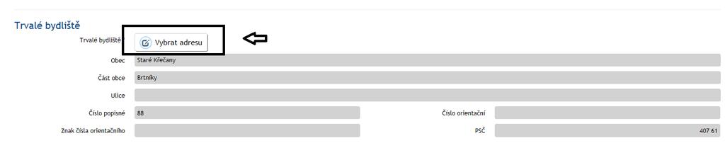 V případě nenalezení adresy v Registru územní identifikace,