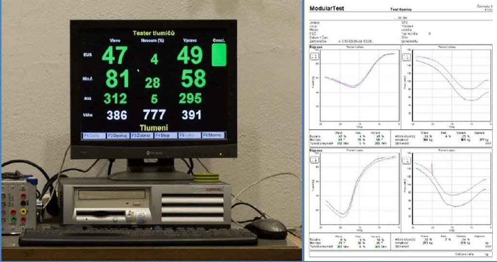 testování je spouštěn uživatelem na počítači. Testy jednotlivých závěsů kol jsou pak spouštěny automaticky po najetí kola do správné polohy na tester.