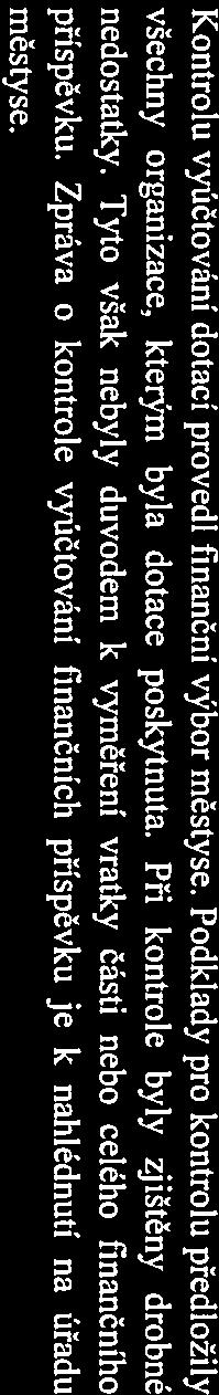 Zpráva o kontrole vyúčtování flnančních příspěvků je k nahlédnutí na úřadu městyse.