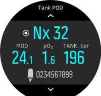 1. Přidržte Tank POD v blízkosti potápěčského počítače při zobrazení Tlak v lahvi: 2. Posuňte se na displeji na plynovou směs, od které chcete Tank POD odebrat: 3. Vyberte možnost Zrušit spárování: 4.