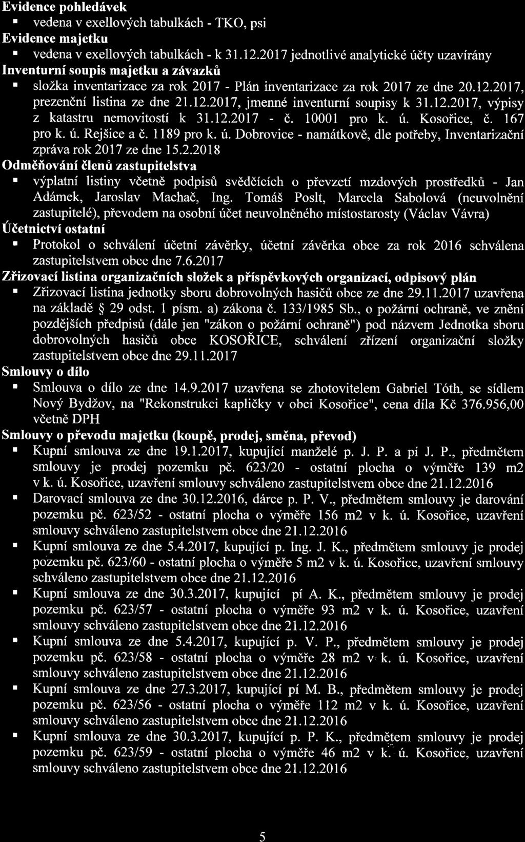 Evidence pohledfvek. vedena v exellovych tabulkrlch - TKO, psi Evidence majetku ' vedena v exellovlfch tabulk6ch - k 31.12.