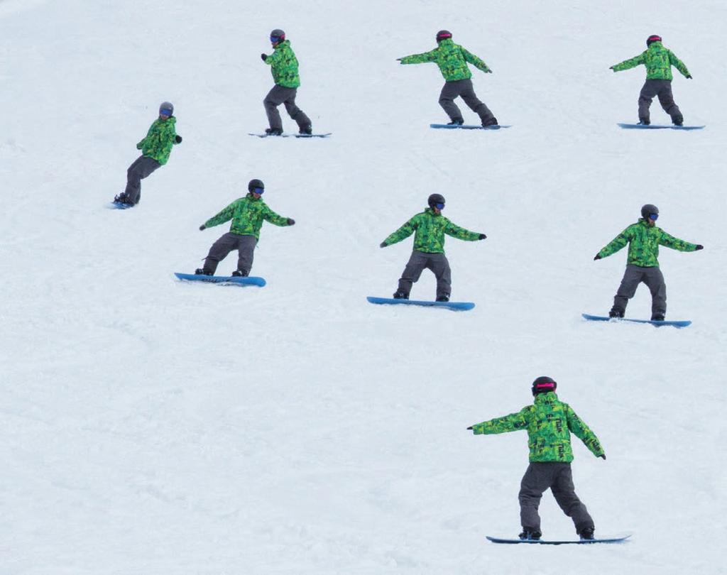 SNOWBOARDING Girlandu zahájíme sesouváním šikmo svahem dle popisu v kapitole 5.7, v základním postoji pro jízdu.