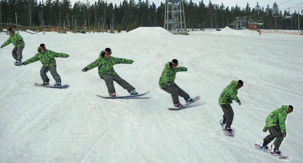 6.4.5 Tailpress slide Metodika výuky pokročilých > úroveň B Tailpress slide je v podstatě tailpress, ale provádí se navíc s pomalou rotací snowboardu o 180. Terén > rovina mírný svah sjezdovka.