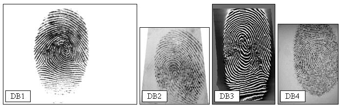 Tabulka 2: Přehled databází. [14] Dat. Druh senzoru Velikost obrazu Sada A (prst x otisk) Sada B (prst x otisk) Rozlišení DB1 DB2 DB3 DB4 Optický senzor ("V300" od CrossMatch) Optický senzor ("U.are.