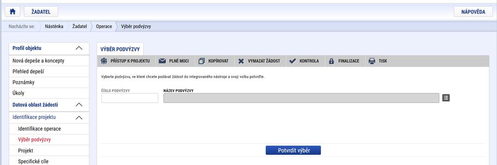 Založení žádosti Název podvýzvy = Výzva MAS Kyjovské Slovácko v pohybu, z.