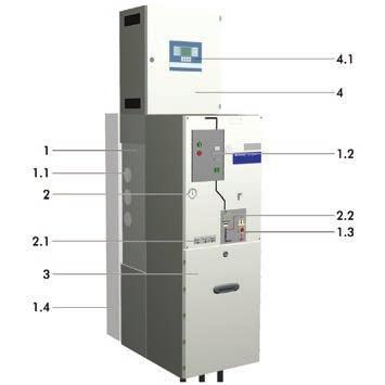 2 Vypínač 1.3 Odpojovač 1.4 Kanál pro odfuk SF6 2 Slepé schéma a pohony 2.1 Indikátor napětí 2.2 Ukazatel spínacích poloh 3 Prostor kabelů 4 4.