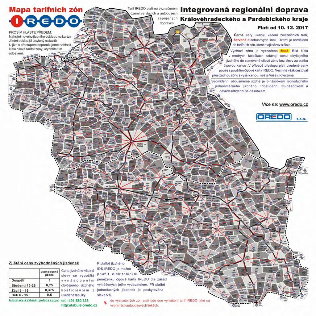 Příloha 5: Tarifní mapa IREDO pro zónu Adršpach Zdroj: Mapa tarifních zón IREDO: Adršpach. In: Integrátor regionální dopravy v Královéhradeckém a Pardubickém kraji [online].