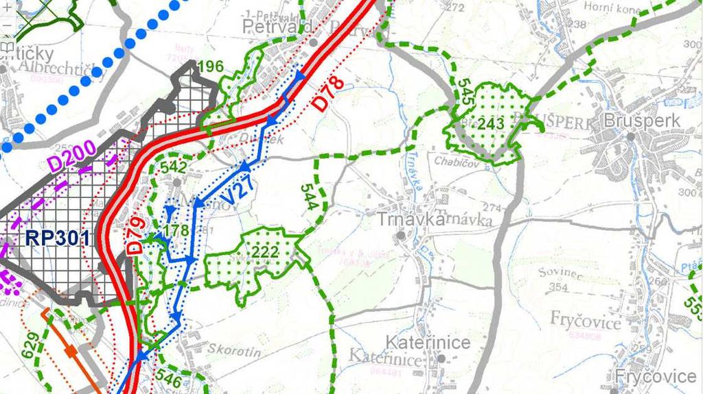 Zapracovat a upřesnit vymezení regionálních biocenter 222 Sýkořinec (cílový ekosystém mezofilní hájové, hygrofilní lesní) a 243 U Chabičova (cílový ekosystém mezofilní hájové, hygrofilní lesní) a
