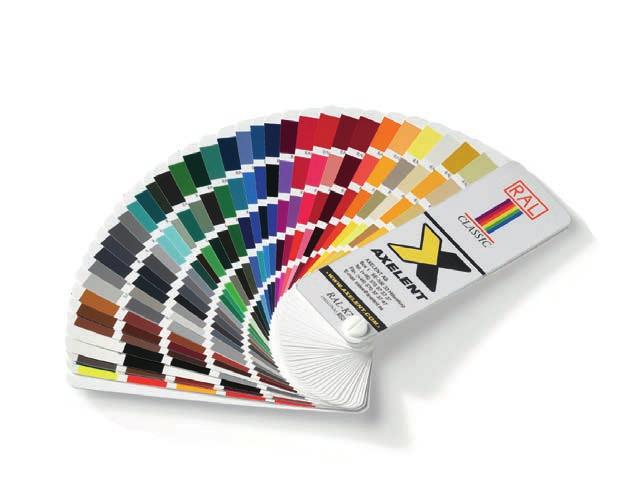 Práškový nástřik Výrobky společnosti Axelent jsou nastříkány práškovou barvou, která neobsahuje rozpouštědla, takže chrání životní prostředí v dílně i mimo ni.