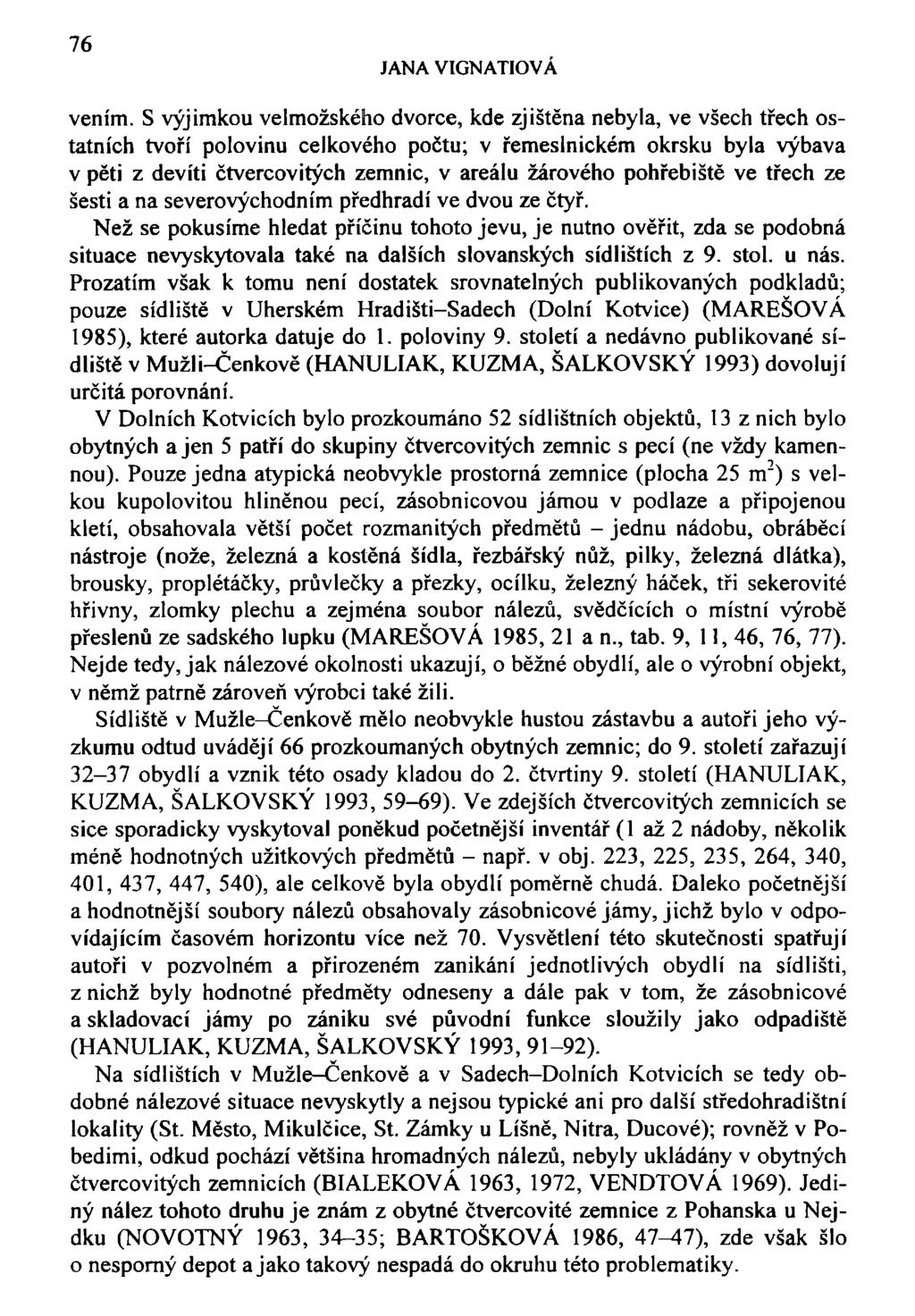 76 JANA VIGNATIOVÁ vením.