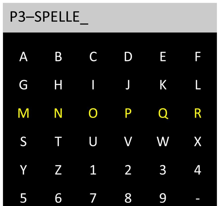 4.2 Hex-O-Spell 20 řádcích a sloupcích ne. Po detekci jediného řádku a sloupce je možné vyhodnotit daný myšlený symbol v jejich průsečíku.