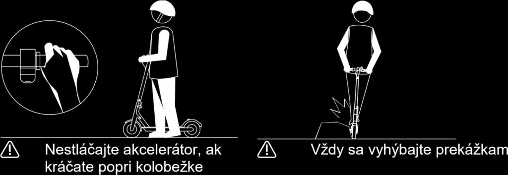 udržujte rychlost v rozmezí 5-10 km/h, při jízdě mírně pokrčte koleno.