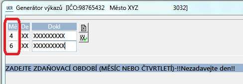 Pro správné generování řádného čtvrtletního daňového přiznání je nutné vyplnit