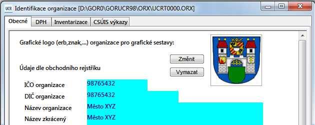 generováním dávky upravit informace identifikace organizace pouze pro tento