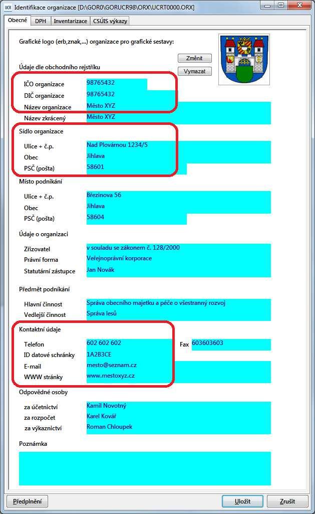 - E-mail - Pokud nemá organizace zřízenou datovou schránku, tak musí uvádět v XML dávce KH elektronickou adresu, kterou plátce uvede v souladu s 101g odst. 4 písm.