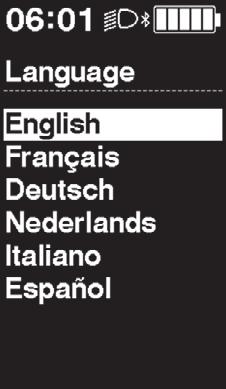 [Language] Nastavení jazyka Nastavte jazyk displeje. 1. Vstupte do nabídky [Language]. (1) Otevřete nabídku nastavení. (2) Stiskněte X nebo Y, vyberte [Language] a stiskněte A nebo funkční tlačítko.