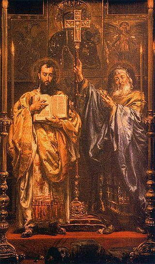 Svatí Cyril a Metoděj. Obraz polského malíře Jana Matejky z roku1885 http://cs.