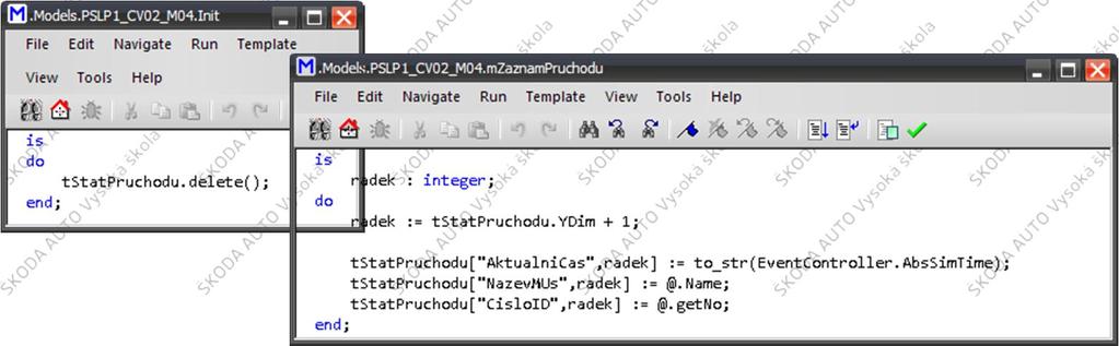 Vzorový příklad: PSLP1_CV02_M03 programování metody Init (při spuštění simulace jsou z tabulky tstatpruchodu smazána