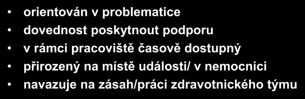 ZDRAVOTNICKÝ INTERVENT orientován v problematice dovednost poskytnout podporu v rámci pracoviště