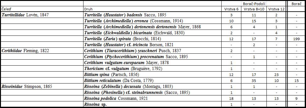 Borač-Podolí Kmen MOLLUSCA Třída: Gastropoda Podtřída: