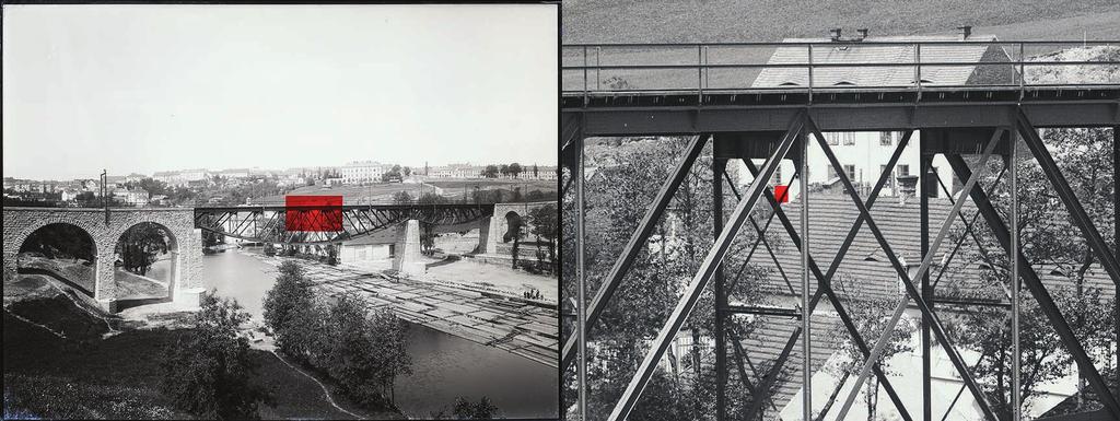 1a Obr. 1. 1a Josef echtl: Stavba elektrické dráhy Tábor Bechynû, 1903. Negativ 30 40 cm invertovan do pozitivu s vyznaãen m detailem 30 40 mm. Archiv echtl a Voseãek, edeska0052.