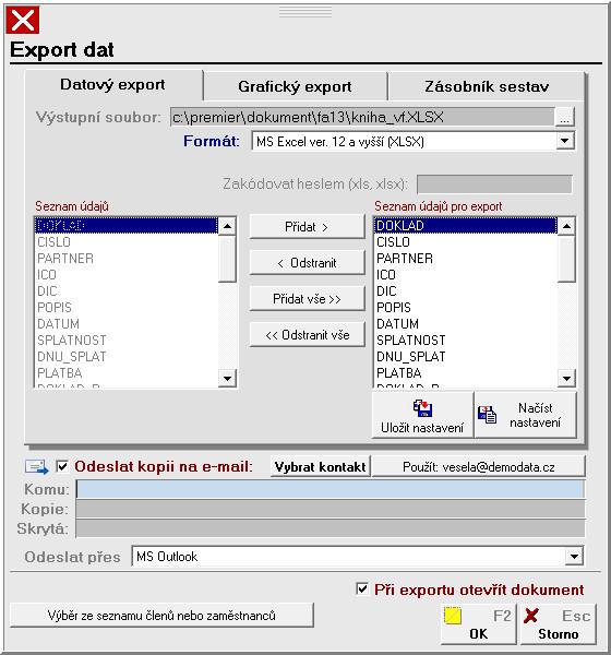 7. 2 Exporty sestav a dokladů 1 Exporty sestav a dokladů (tiskových formulářů) do formátů xls, pdf, doc, html Program svými nadstandardními funkcemi umožňuje většinu výstupů exportovat do jiného