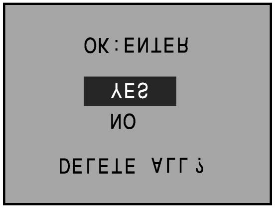 Mazání všech snímků 4. Stiskněte tlačítko Zobrazit/ENTER. Zobrazí se žádost o potvrzení prováděné činnosti. 5. Tlačítkem nebo vyberte volbu YES (Ano, vymazat snímky).