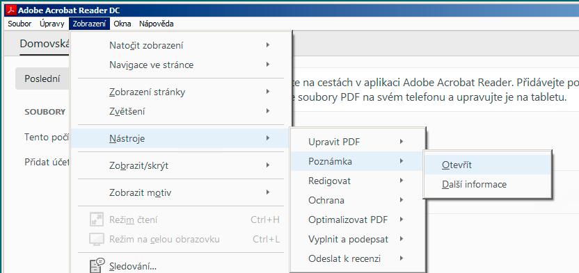 měly podobně. Funguje a vypadá stejně jak pod Windows, tak pod macos. Ke korekturním nástrojům se dostaneme přes menu Zobrazení > Nástroje > Poznámka (DC), příp.
