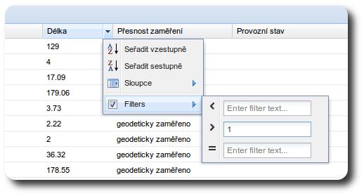 Obrázek 5: Filtrování podle íselných hodnot Filtrování podle íselných hodnot Aktivní ltry m ºeme poznat podle tla ítka Vypnout aktivní ltry, pokud je stla ené tak signalizuje, ºe jsou