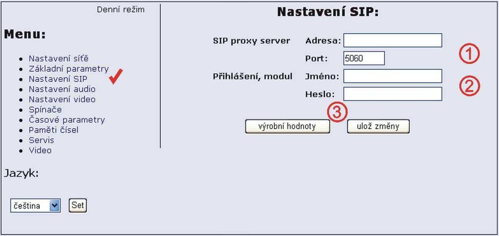 3.1.4 Peer to peer nebo SIP server připojení IPDP vrátný je možno nastavit do peer to peer (P2P) režimu nebo do SIP server režimu pomocí DIP přepínače (strana 15).