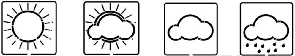 Zobrazovací jednotka tlaku (inhg nebo hpa) Indikátor signálu týdne / časového pásma 13 26 Indikátor tlaku na zapnutí Předpověď počasí Čtyři ikony počasí jako slunečno, částečně