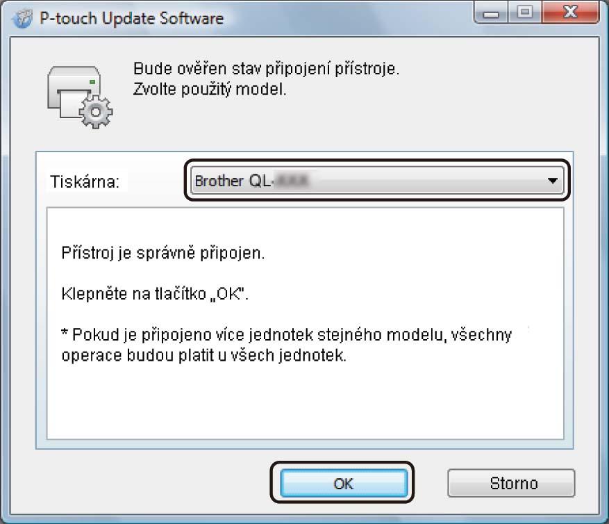 Jak aktualizovat program P-touch c Klikněte na ikonu Aktualizace přístroje.