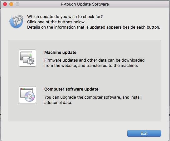 Jak aktualizovat program P-touch 3 Klikněte na ikonu Machine update (Aktualizace přístroje).