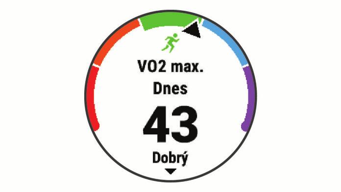 Předpokládané závodní časy: Zařízení používá odhad hodnoty VO2 Max. (využití kyslíku) a historii vašeho tréninku k určení cílového závodního času na základě vaší momentální formy.