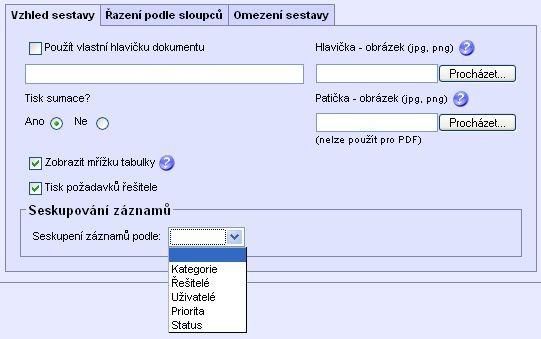 HelpDesk 3.8.1 b) Výpisy a statistiky -> Uživatele, Požadavky a Úkoly V této části se budeme zabývat již pouze změnami v ovládání generování sestav, kterými se dané sestavy liší od předchozího popisu.