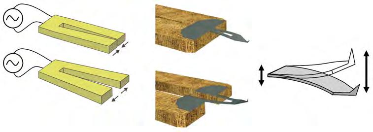 2.4. SONDA AKIYAMA exc: mech. oscilace qplus senzor Vzorek Skener det: I piezo I tip U bias x,y,z Obrázek 2.6: Schéma měření se sondou qplus. je rozkmitáván křemíkový cantilever (obr. 2.7).