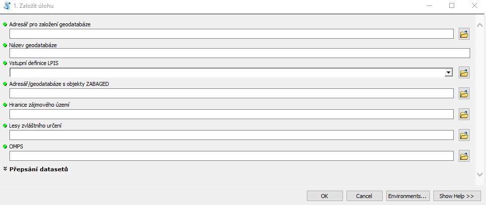 Celou dobu pracujeme v adresáři LULC_podklady. Otevřeme projekt LULC_podklady.mxd a uložíme si jej jako LULC_uzemi_ID.mxd. Zdrojovou geodatabází úlohy je: LULC_podklady\input_data.gdb 3.