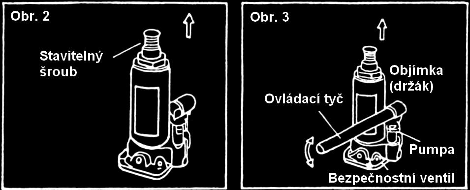 UPOZORNNÍ: Toto zaízení je ureno pouze pro zvedání. Zvedák mže být používán pouze na pevném rovném podkladu. Vždy zajistte kola a zatáhnte runí brzdu.