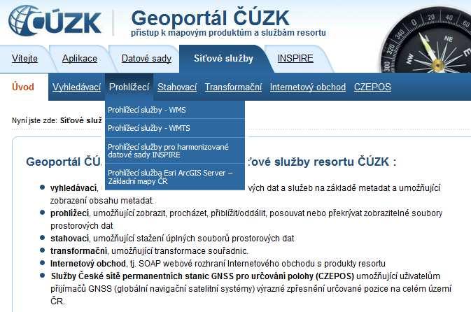 cz vrstvy lze přidat do ArcGISu pomocí Add Data - GIS Servers Add